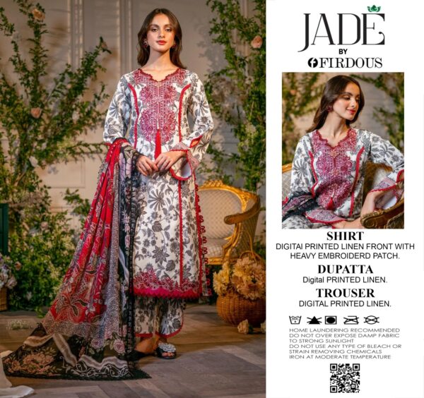 Jade by Firdous - 3-Piece Linen Suit with Embroidery