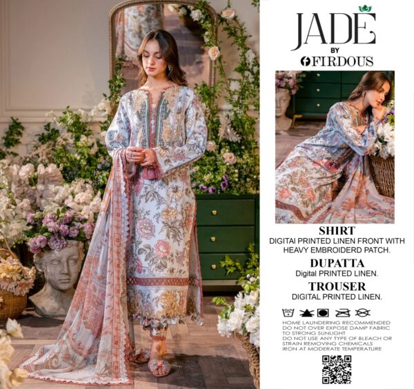 Jade by Firdous - 3-Piece Linen Suit with Embroidery