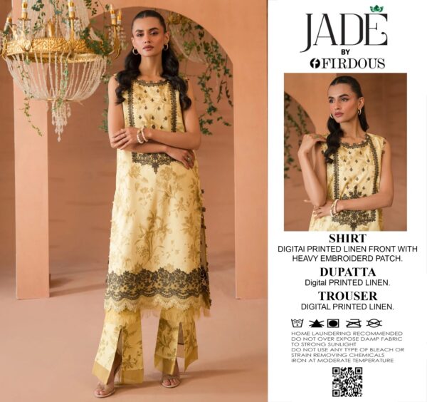 Jade by Firdous - 3-Piece Linen Suit with Embroidery